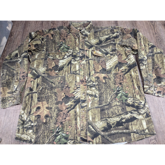 Browning Break Up Camo Infinity Chamois Button Front Long Sleeve Shirt 2XL Hunt - Picture 1 of 5